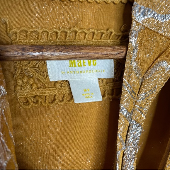 Anthropologie Maeve gold flounce skirt dress petite M - Picture 13 of 14